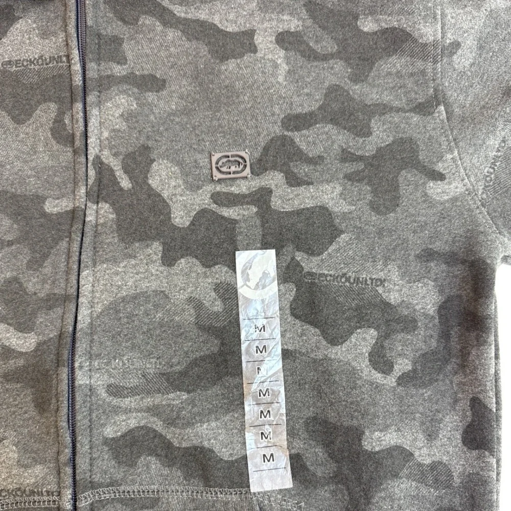 Ecko Unltd Mens Gray Camo Full Zip Hoodie Sweatshirt Fleece Lined Medium NEW - Picture 7 of 11
